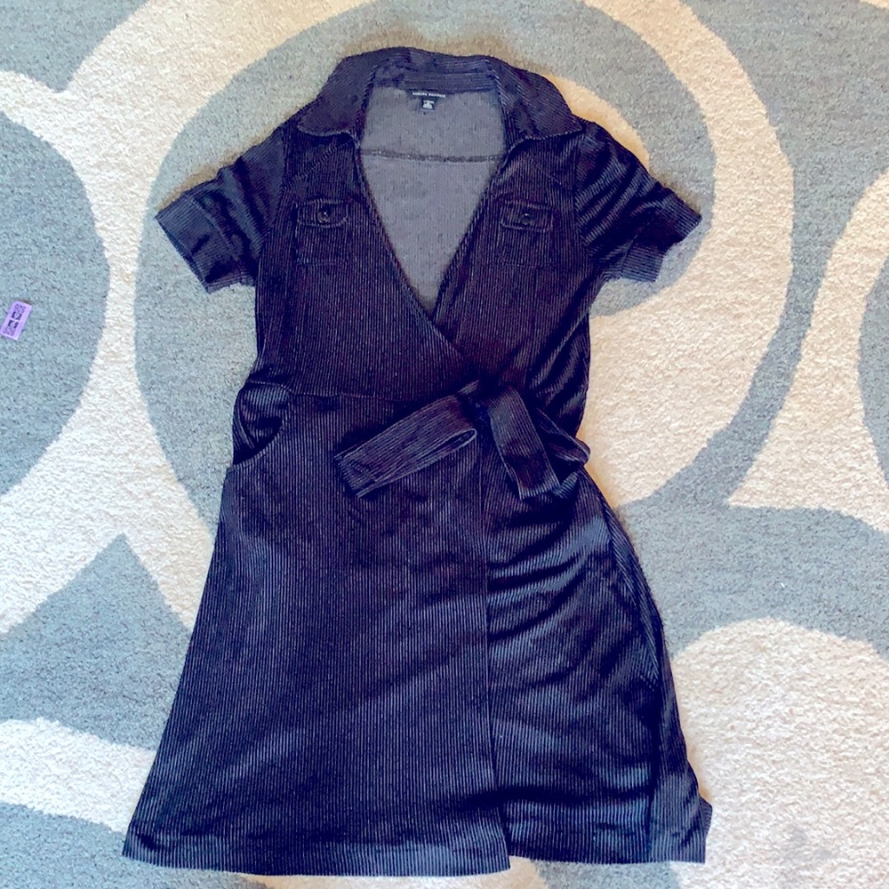 Banana Republic Knit Wrap Dress - Navy Pinstripe